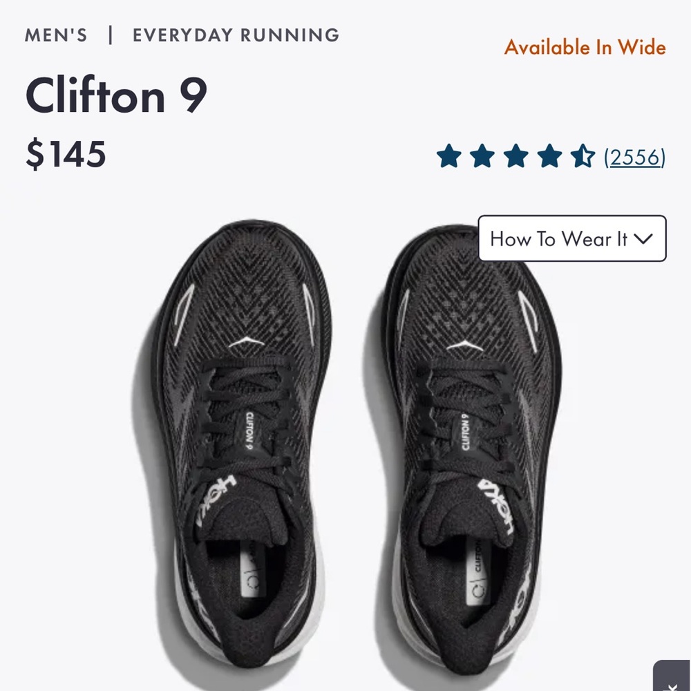 Mostly NWT - read description - Men’s 9.5 Hoka Clifton 9 WIDE